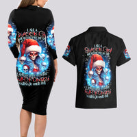 Skull Santa Girl Couples Matching Long Sleeve Bodycon Dress and Hawaiian Shirt Iam A Sweet Girl But If You Piss Me Off, I Alway Full Of Crazy - Wonder Print Shop