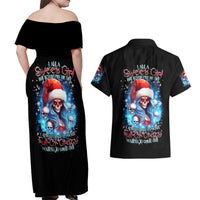 Skull Santa Girl Couples Matching Off Shoulder Maxi Dress and Hawaiian Shirt Iam A Sweet Girl But If You Piss Me Off, I Alway Full Of Crazy - Wonder Print Shop