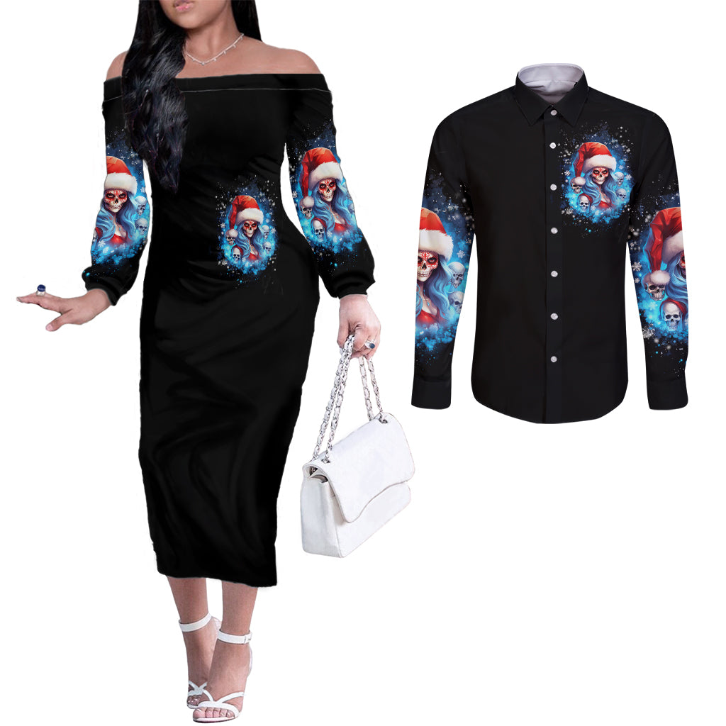 skull-santa-girl-couples-matching-off-the-shoulder-long-sleeve-dress-and-long-sleeve-button-shirt-iam-a-sweet-girl-but-if-you-piss-me-off-i-alway-full-of-crazy