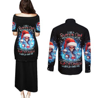 Skull Santa Girl Couples Matching Puletasi Dress and Long Sleeve Button Shirt Iam A Sweet Girl But If You Piss Me Off, I Alway Full Of Crazy - Wonder Print Shop