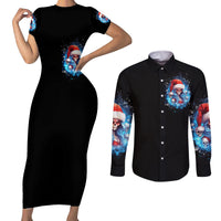 Skull Santa Girl Couples Matching Short Sleeve Bodycon Dress and Long Sleeve Button Shirt Iam A Sweet Girl But If You Piss Me Off, I Alway Full Of Crazy - Wonder Print Shop