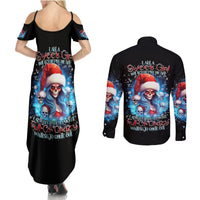 Skull Santa Girl Couples Matching Summer Maxi Dress and Long Sleeve Button Shirt Iam A Sweet Girl But If You Piss Me Off, I Alway Full Of Crazy - Wonder Print Shop