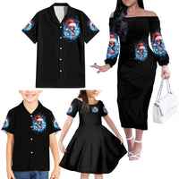 Skull Santa Girl Family Matching Off Shoulder Long Sleeve Dress and Hawaiian Shirt Iam A Sweet Girl But If You Piss Me Off, I Alway Full Of Crazy - Wonder Print Shop