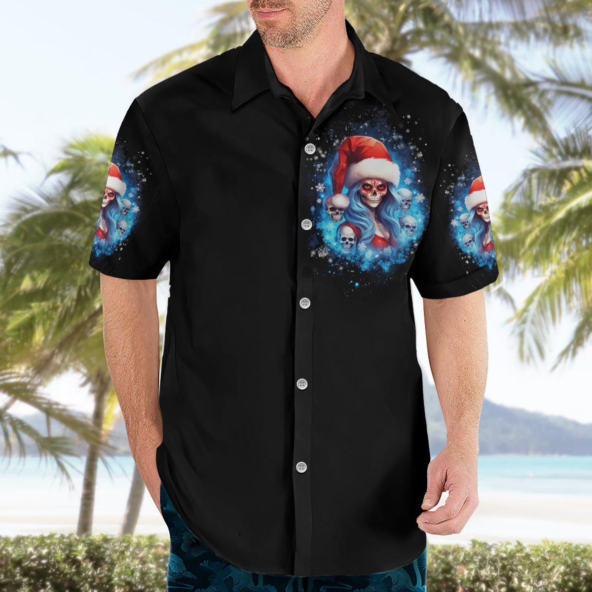 Skull Santa Girl Hawaiian Shirt Iam A Sweet Girl But If You Piss Me Off, I Alway Full Of Crazy - Wonder Print Shop