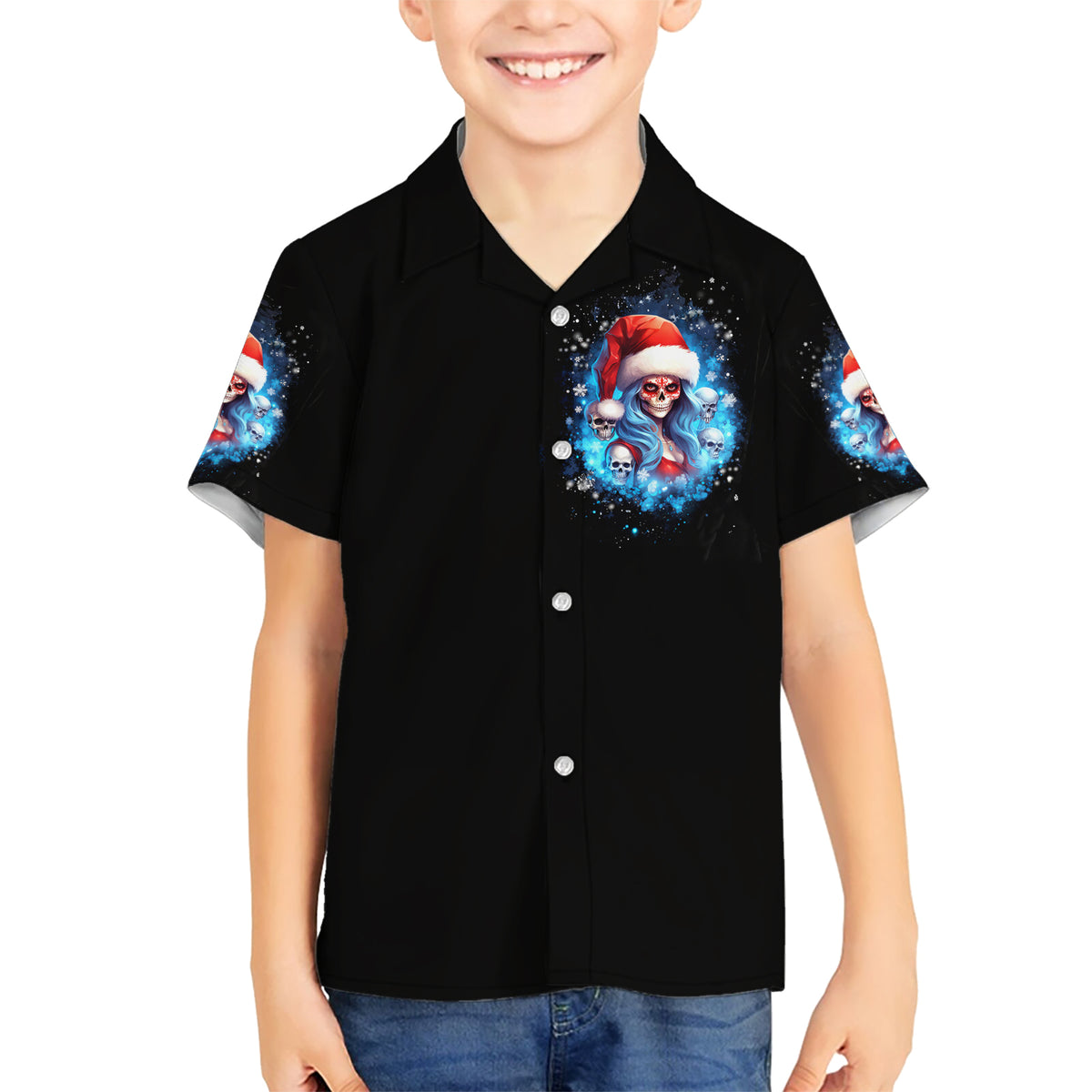 Skull Santa Girl Kid Hawaiian Shirt Iam A Sweet Girl But If You Piss Me Off, I Alway Full Of Crazy - Wonder Print Shop
