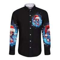 Skull Santa Girl Long Sleeve Button Shirt Iam A Sweet Girl But If You Piss Me Off, I Alway Full Of Crazy - Wonder Print Shop