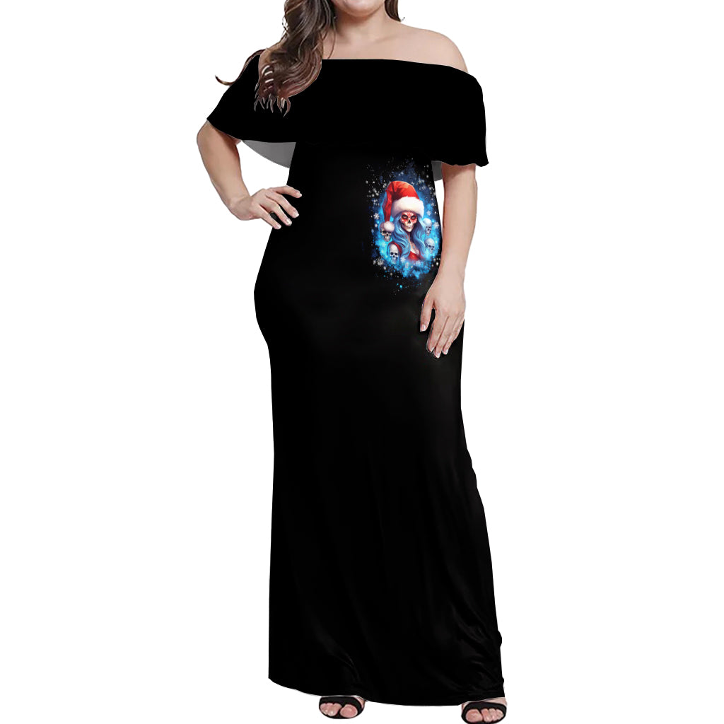 Skull Santa Girl Off Shoulder Maxi Dress Iam A Sweet Girl But If You Piss Me Off, I Alway Full Of Crazy - Wonder Print Shop