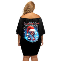 Skull Santa Girl Off Shoulder Short Dress Iam A Sweet Girl But If You Piss Me Off, I Alway Full Of Crazy - Wonder Print Shop