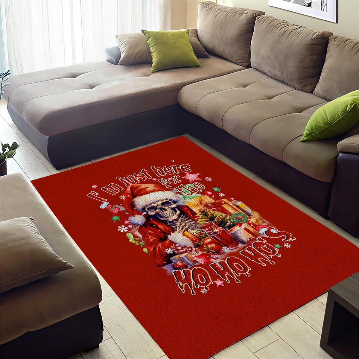 Skeleton Santa Claus Area Rug I'm Just Here For The Ho Ho Ho - Wonder Print Shop
