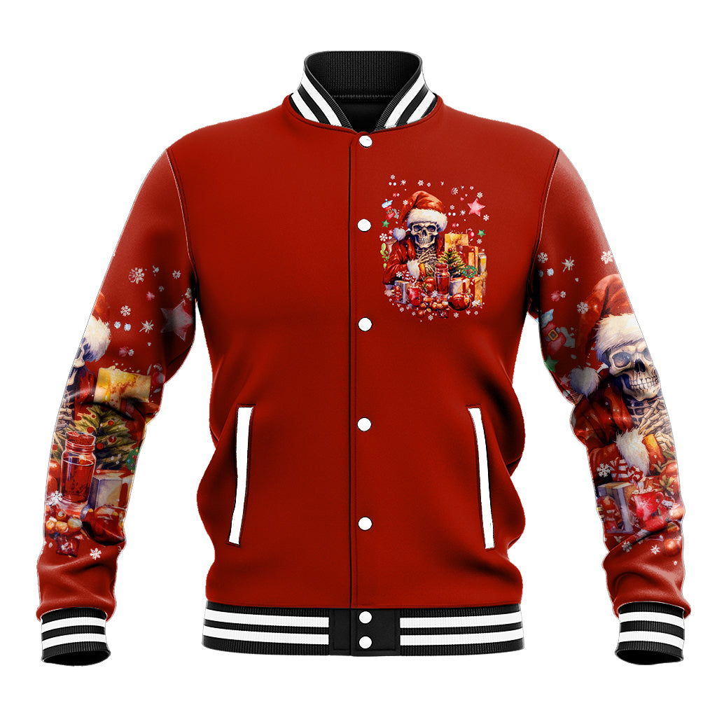 Skeleton Santa Claus Baseball Jacket I'm Just Here For The Ho Ho Ho - Wonder Print Shop