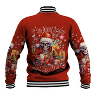 Skeleton Santa Claus Baseball Jacket I'm Just Here For The Ho Ho Ho - Wonder Print Shop