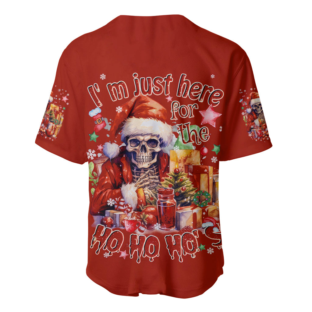 Skeleton Santa Claus Baseball Jersey I'm Just Here For The Ho Ho Ho - Wonder Print Shop