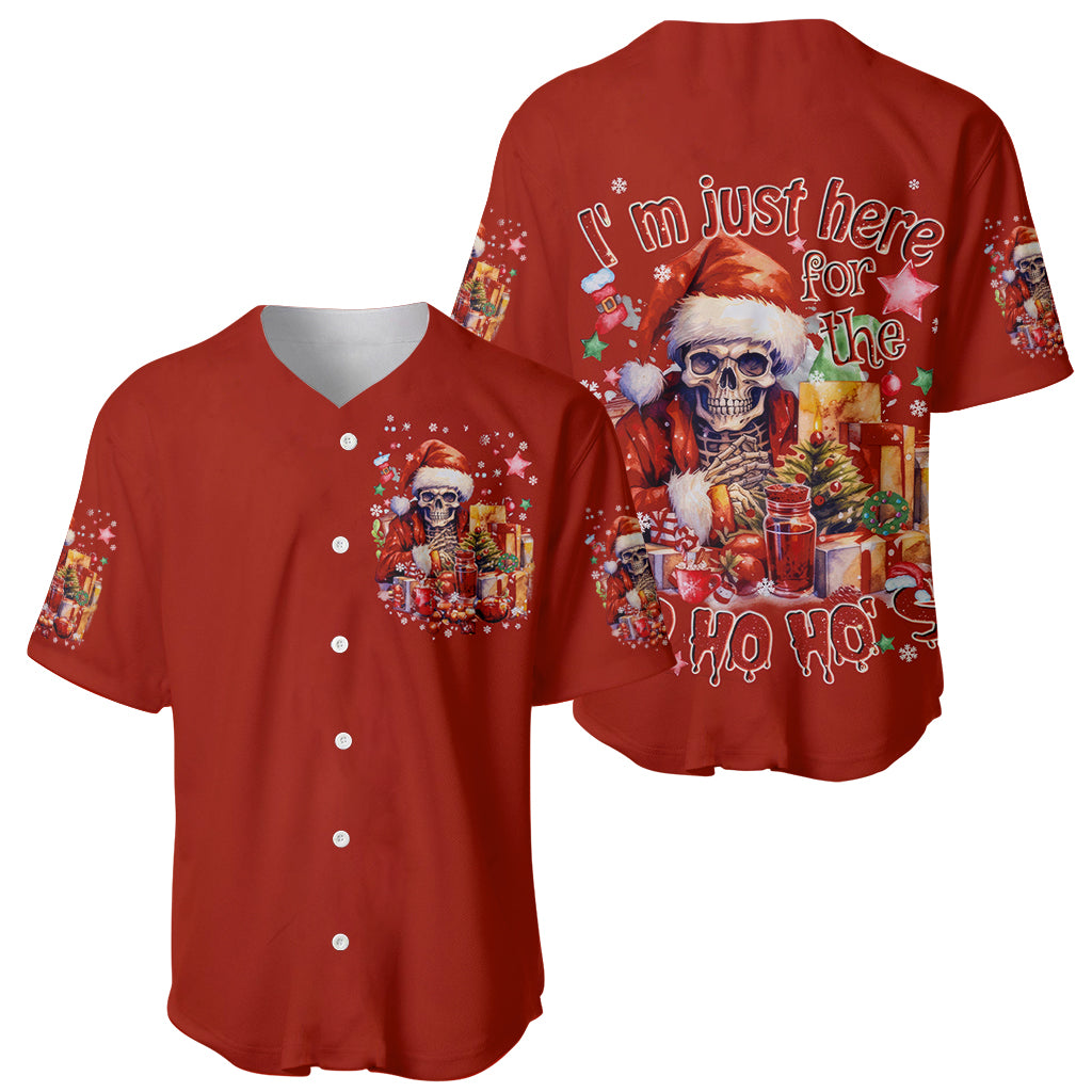 Skeleton Santa Claus Baseball Jersey I'm Just Here For The Ho Ho Ho - Wonder Print Shop