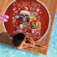 Skeleton Santa Claus Beach Blanket I'm Just Here For The Ho Ho Ho - Wonder Print Shop