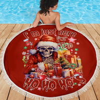 Skeleton Santa Claus Beach Blanket I'm Just Here For The Ho Ho Ho - Wonder Print Shop