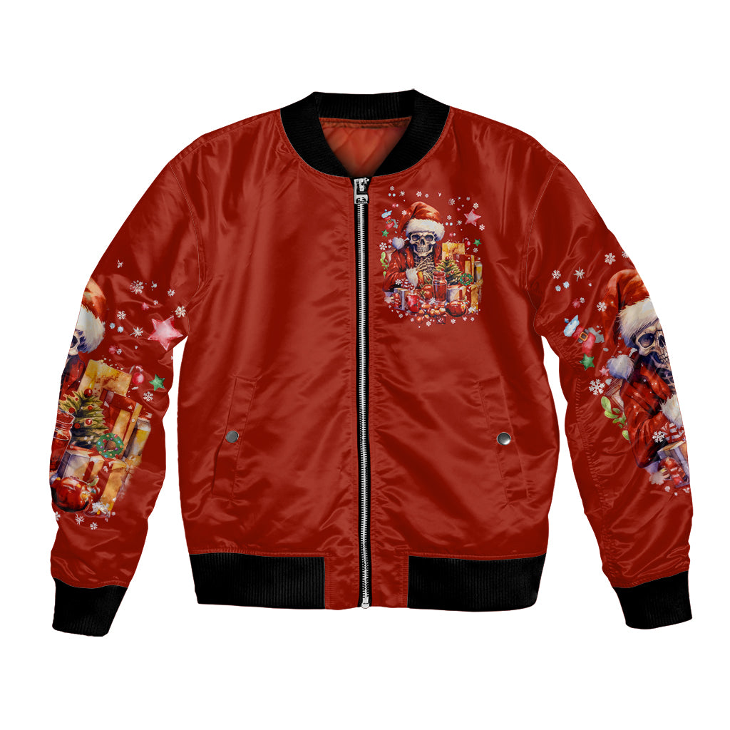 Skeleton Santa Claus Bomber Jacket I'm Just Here For The Ho Ho Ho - Wonder Print Shop