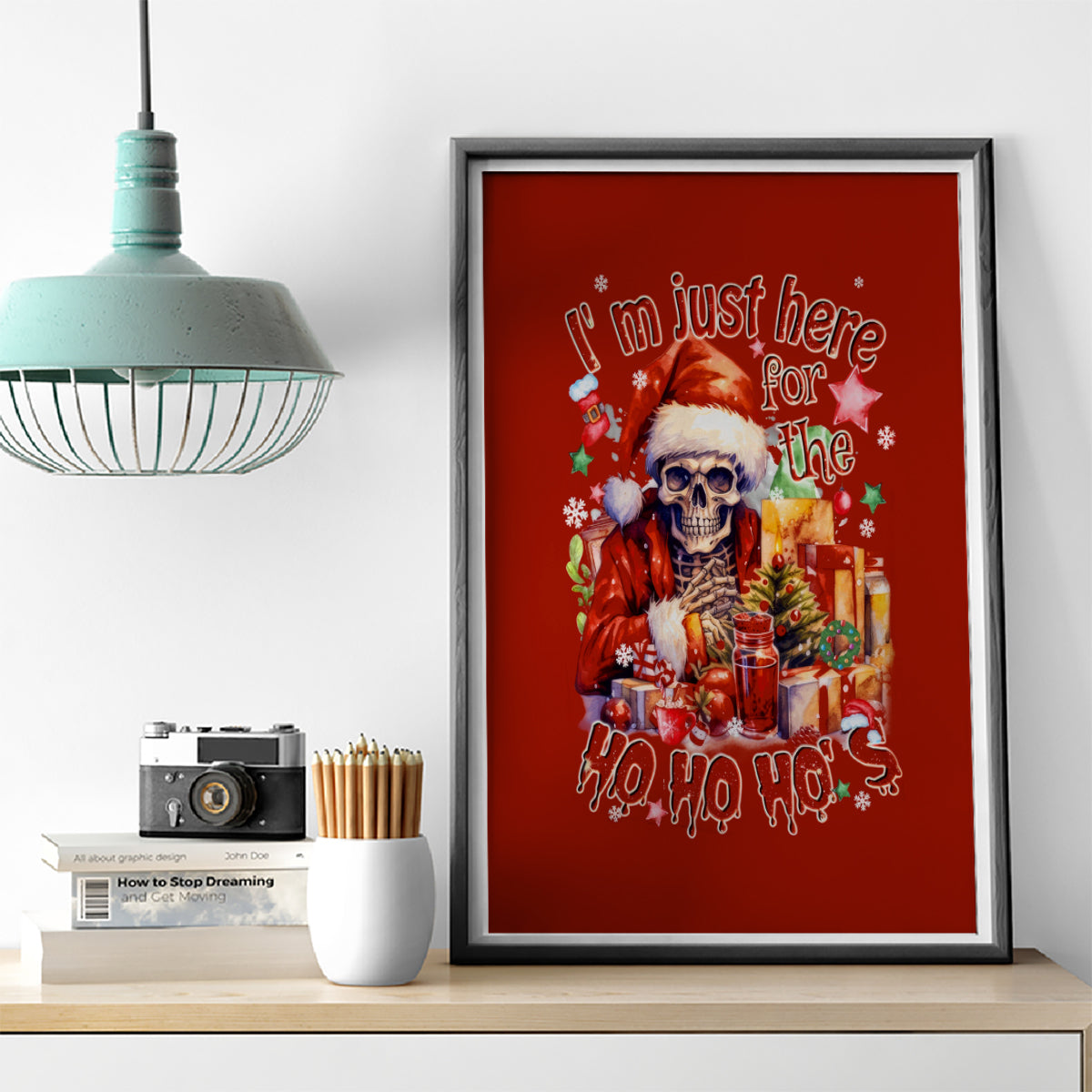 Skeleton Santa Claus Canvas Wall Art I'm Just Here For The Ho Ho Ho - Wonder Print Shop