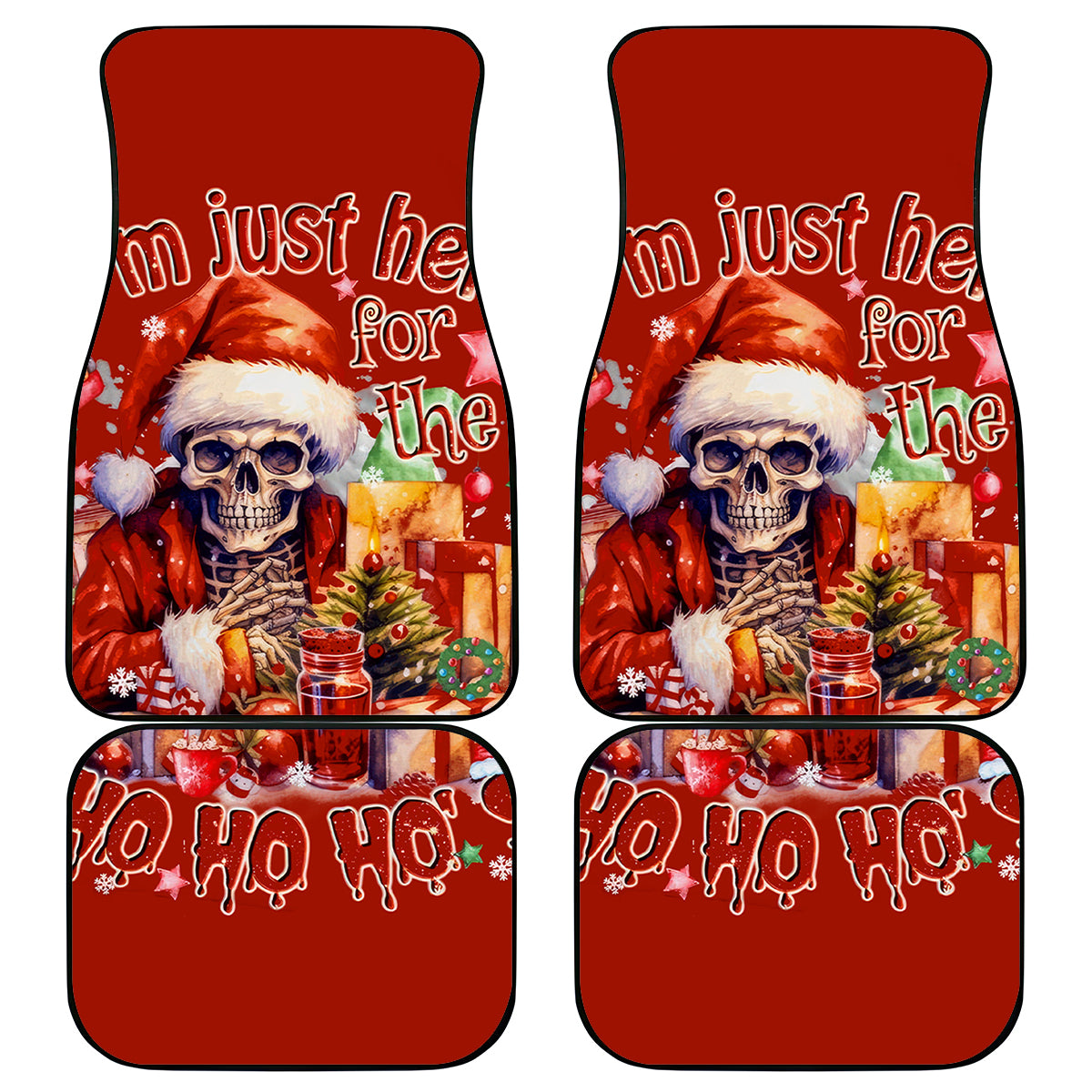 Skeleton Santa Claus Car Mats I'm Just Here For The Ho Ho Ho - Wonder Print Shop