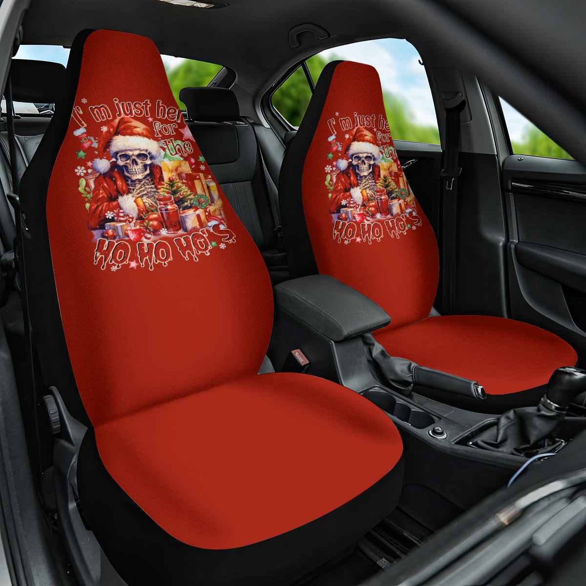 Skeleton Santa Claus Car Seat Cover I'm Just Here For The Ho Ho Ho - Wonder Print Shop