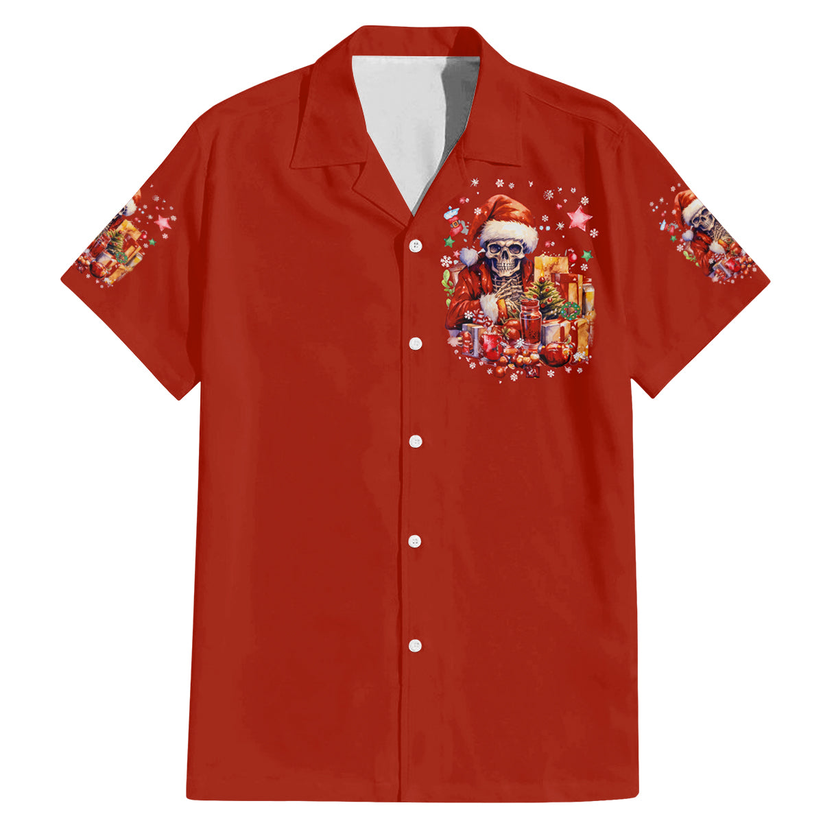 Skeleton Santa Claus Family Matching Mermaid Dress and Hawaiian Shirt I'm Just Here For The Ho Ho Ho - Wonder Print Shop