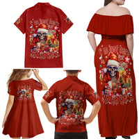 Skeleton Santa Claus Family Matching Off Shoulder Maxi Dress and Hawaiian Shirt I'm Just Here For The Ho Ho Ho - Wonder Print Shop
