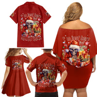 Skeleton Santa Claus Family Matching Off Shoulder Short Dress and Hawaiian Shirt I'm Just Here For The Ho Ho Ho - Wonder Print Shop