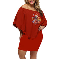 Skeleton Santa Claus Family Matching Off Shoulder Short Dress and Hawaiian Shirt I'm Just Here For The Ho Ho Ho - Wonder Print Shop