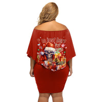 Skeleton Santa Claus Family Matching Off Shoulder Short Dress and Hawaiian Shirt I'm Just Here For The Ho Ho Ho - Wonder Print Shop