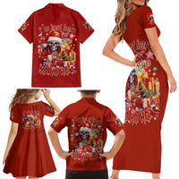 Skeleton Santa Claus Family Matching Short Sleeve Bodycon Dress and Hawaiian Shirt I'm Just Here For The Ho Ho Ho - Wonder Print Shop