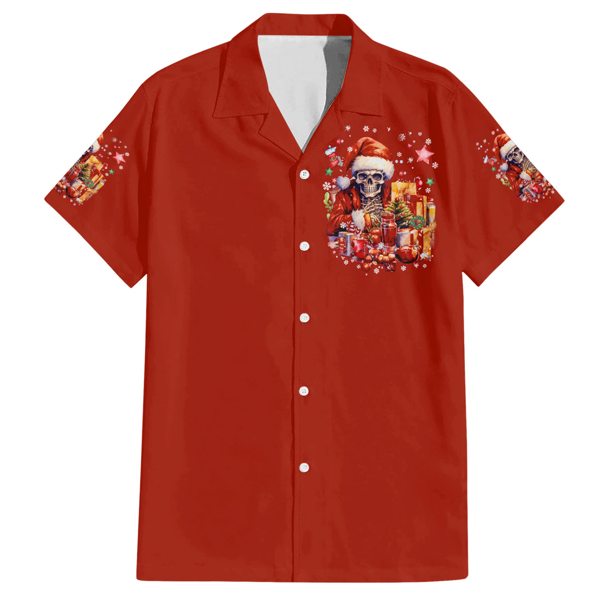 Skeleton Santa Claus Hawaiian Shirt I'm Just Here For The Ho Ho Ho - Wonder Print Shop