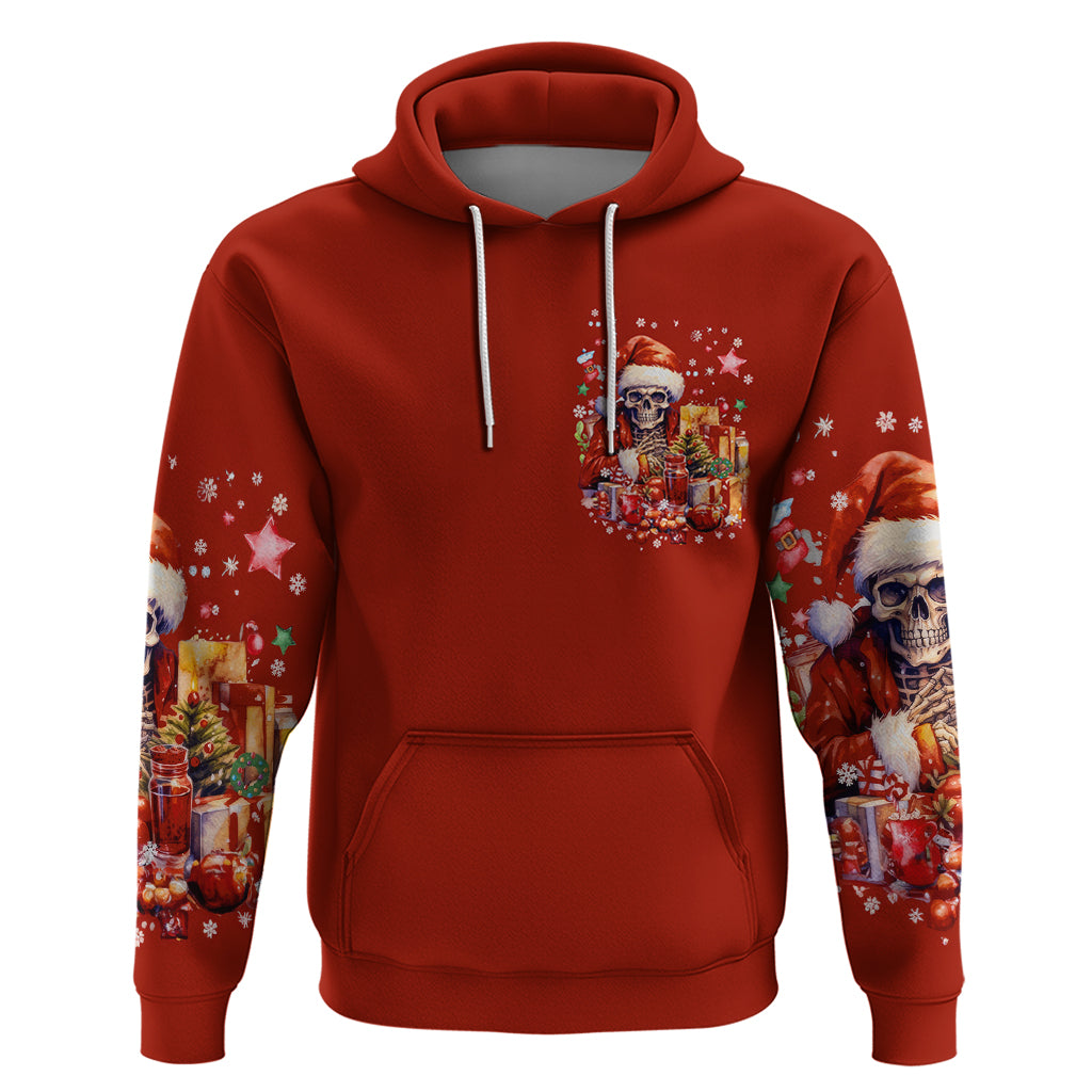 Skeleton Santa Claus Hoodie I'm Just Here For The Ho Ho Ho - Wonder Print Shop