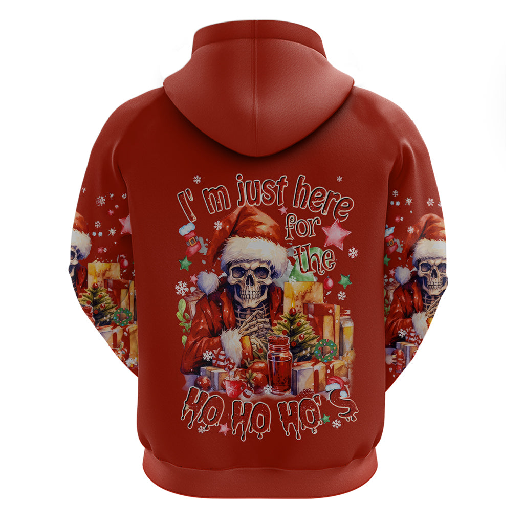 Skeleton Santa Claus Hoodie I'm Just Here For The Ho Ho Ho - Wonder Print Shop