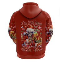 Skeleton Santa Claus Hoodie I'm Just Here For The Ho Ho Ho - Wonder Print Shop