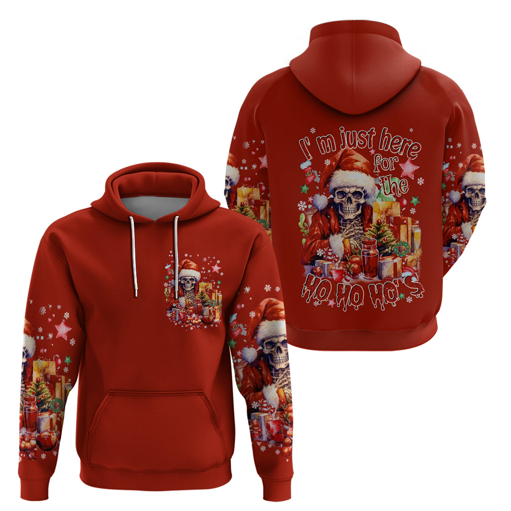 Skeleton Santa Claus Hoodie I'm Just Here For The Ho Ho Ho - Wonder Print Shop