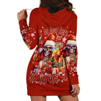 Skeleton Santa Claus Hoodie Dress I'm Just Here For The Ho Ho Ho - Wonder Print Shop