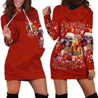 Skeleton Santa Claus Hoodie Dress I'm Just Here For The Ho Ho Ho - Wonder Print Shop