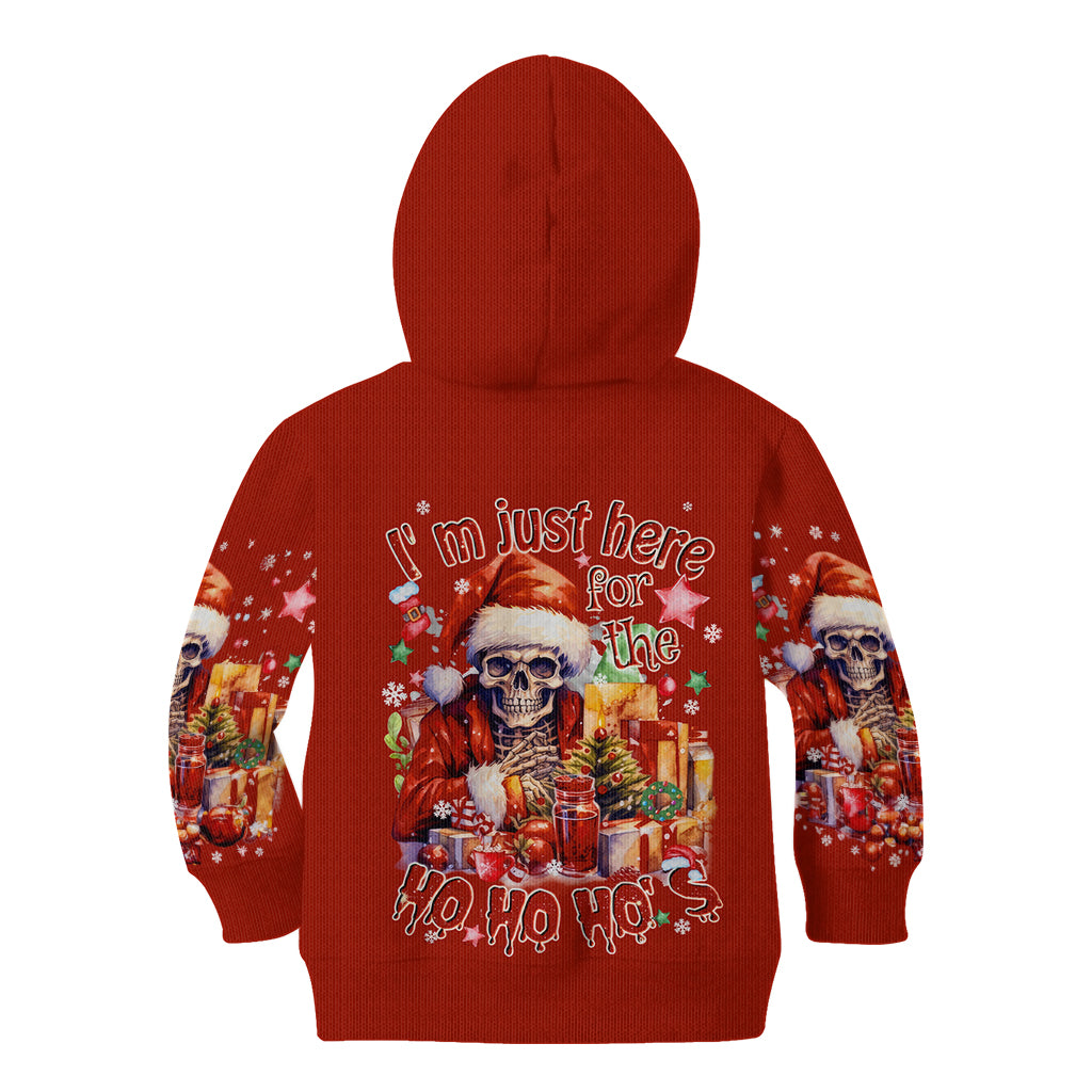 Skeleton Santa Claus Kid Hoodie I'm Just Here For The Ho Ho Ho - Wonder Print Shop