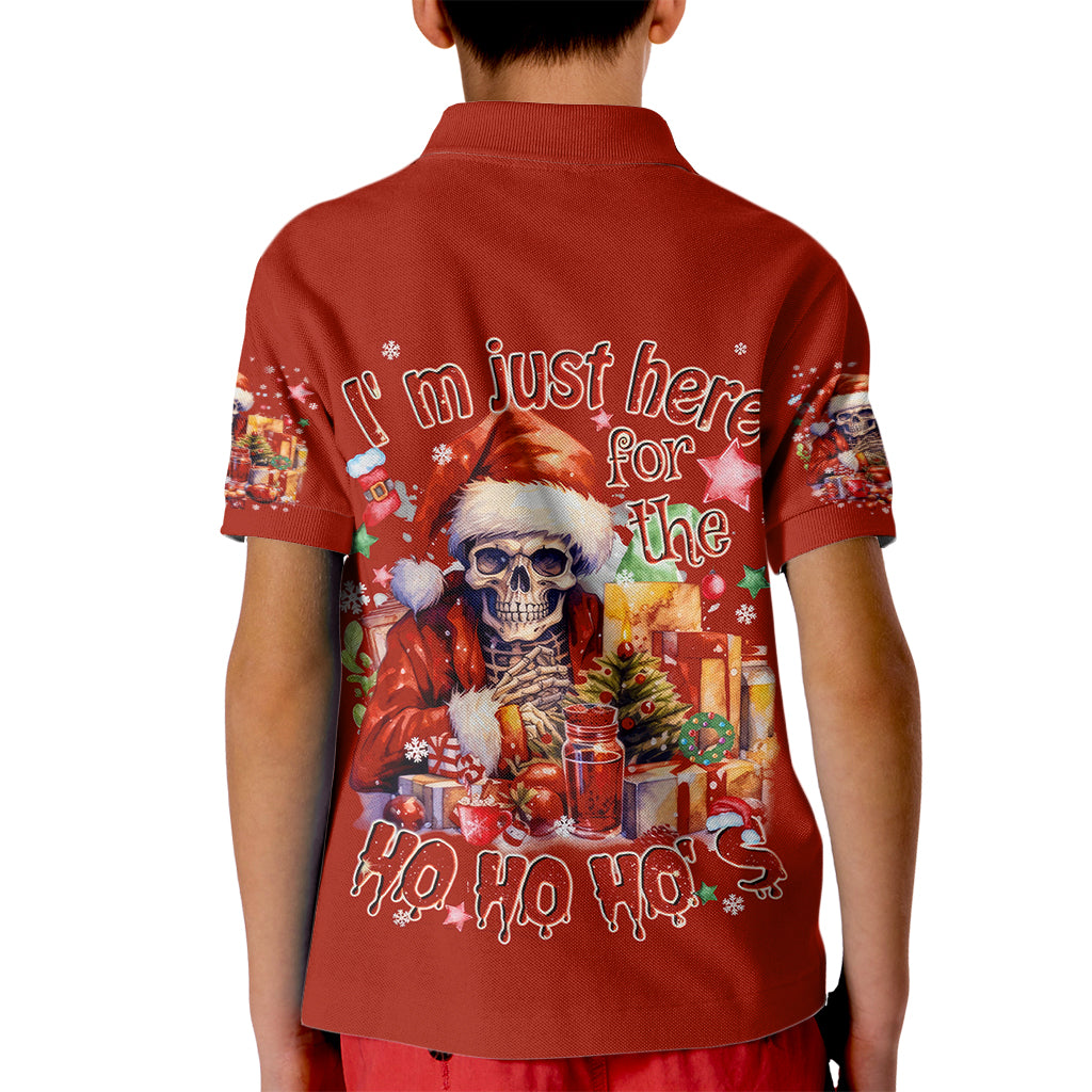 Skeleton Santa Claus Kid Polo Shirt I'm Just Here For The Ho Ho Ho - Wonder Print Shop