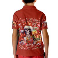 Skeleton Santa Claus Kid Polo Shirt I'm Just Here For The Ho Ho Ho - Wonder Print Shop