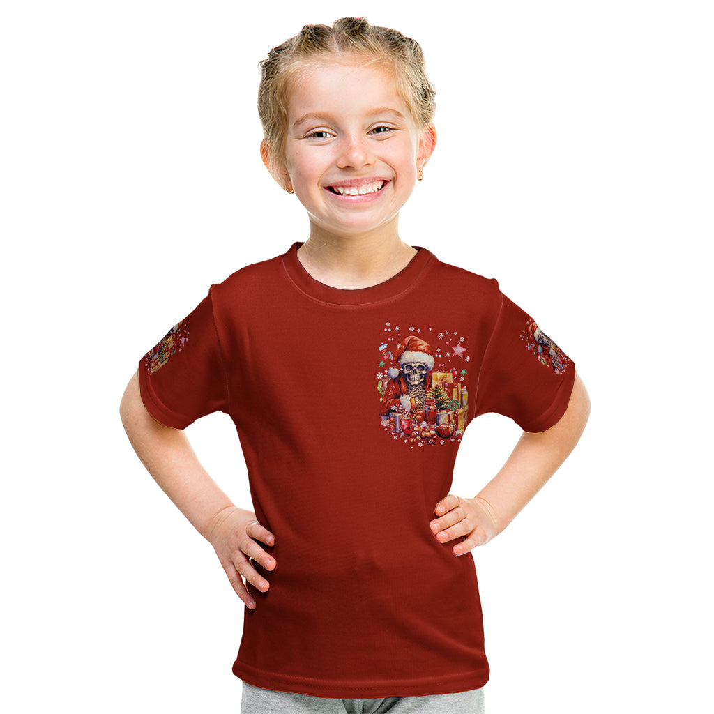 Skeleton Santa Claus Kid T Shirt I'm Just Here For The Ho Ho Ho - Wonder Print Shop
