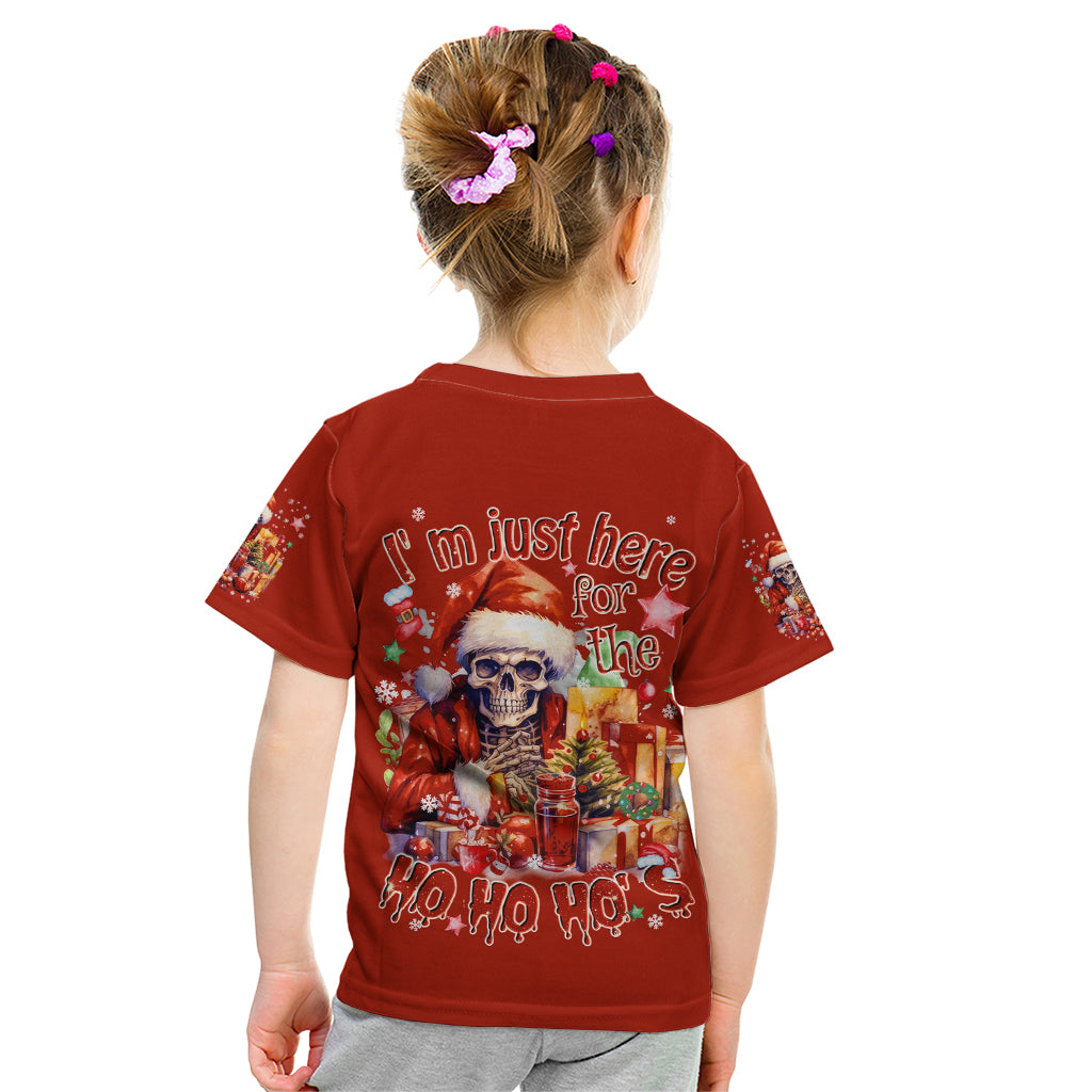 Skeleton Santa Claus Kid T Shirt I'm Just Here For The Ho Ho Ho - Wonder Print Shop