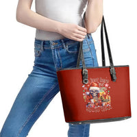 Skeleton Santa Claus Leather Tote Bag I'm Just Here For The Ho Ho Ho - Wonder Print Shop