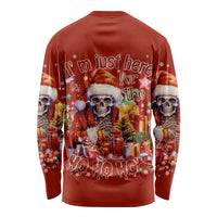 Skeleton Santa Claus Long Sleeve Shirt I'm Just Here For The Ho Ho Ho - Wonder Print Shop