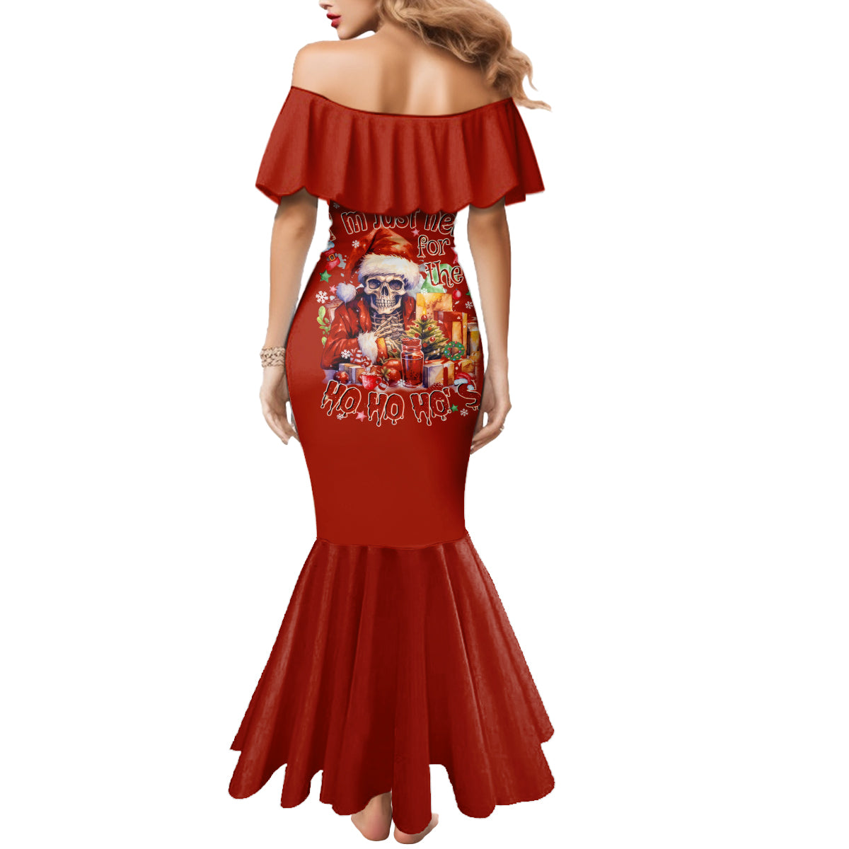 Skeleton Santa Claus Mermaid Dress I'm Just Here For The Ho Ho Ho - Wonder Print Shop