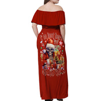 Skeleton Santa Claus Off Shoulder Maxi Dress I'm Just Here For The Ho Ho Ho - Wonder Print Shop