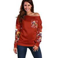 Skeleton Santa Claus Off Shoulder Sweater I'm Just Here For The Ho Ho Ho - Wonder Print Shop
