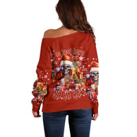 Skeleton Santa Claus Off Shoulder Sweater I'm Just Here For The Ho Ho Ho - Wonder Print Shop