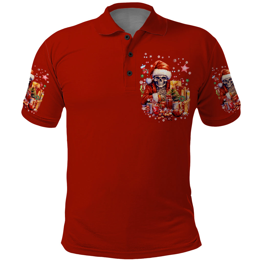 Skeleton Santa Claus Polo Shirt I'm Just Here For The Ho Ho Ho - Wonder Print Shop