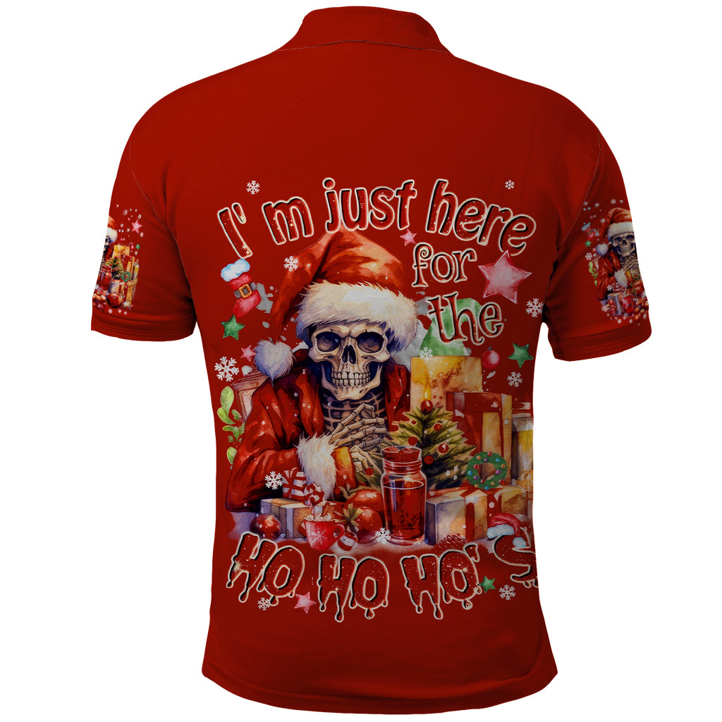 Skeleton Santa Claus Polo Shirt I'm Just Here For The Ho Ho Ho - Wonder Print Shop