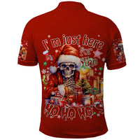 Skeleton Santa Claus Polo Shirt I'm Just Here For The Ho Ho Ho - Wonder Print Shop